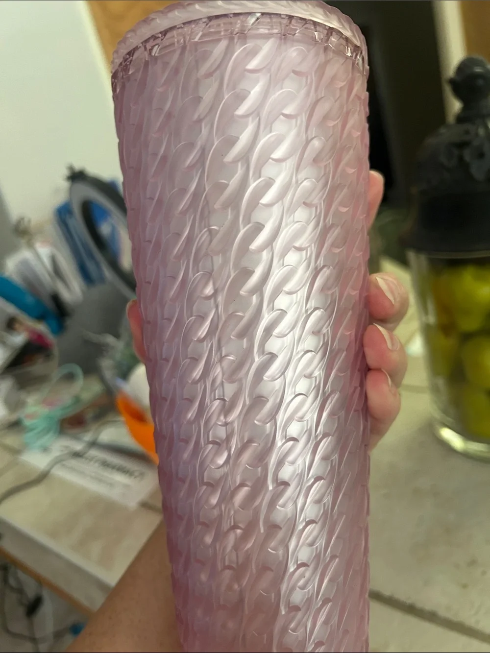 Starbucks Pink Textured Cold Cup with Matching Straw